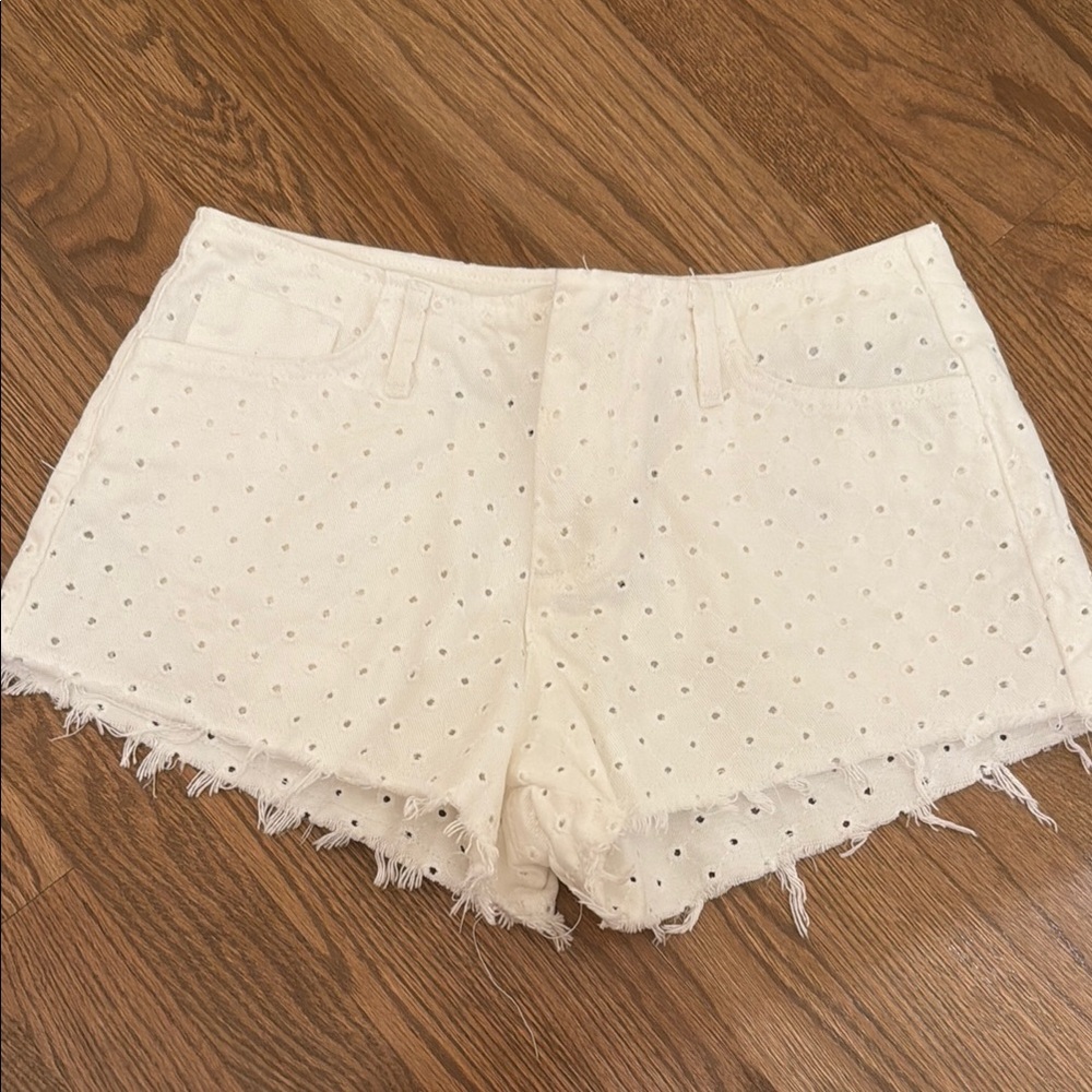 Zara White Eyelet Jean Shorts